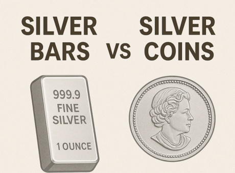 An image of silver bars vs coins