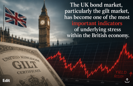 The UK bond market, particularly the gilt market, has become one of the most important indicators of underlying stress within the British economy.